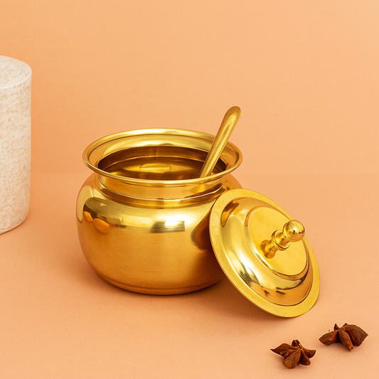 Brass Ghee pot with spoon