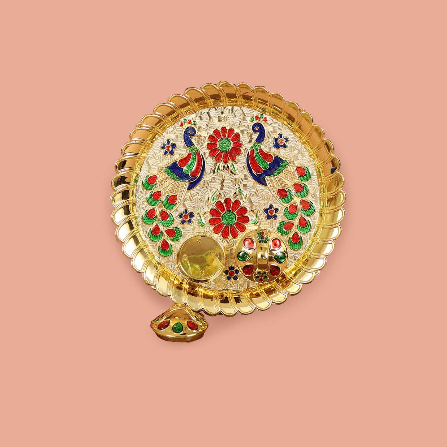 Double Peacock Haldi Plate