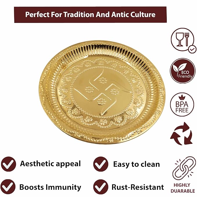 Brass Swastika Plate (Pital Swastik Thali / Mangal Symbol)