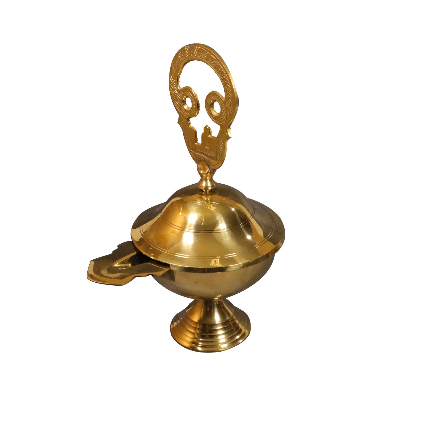Brass OM Closed Diya-Big (Pital Aum Band Deepak Bada)