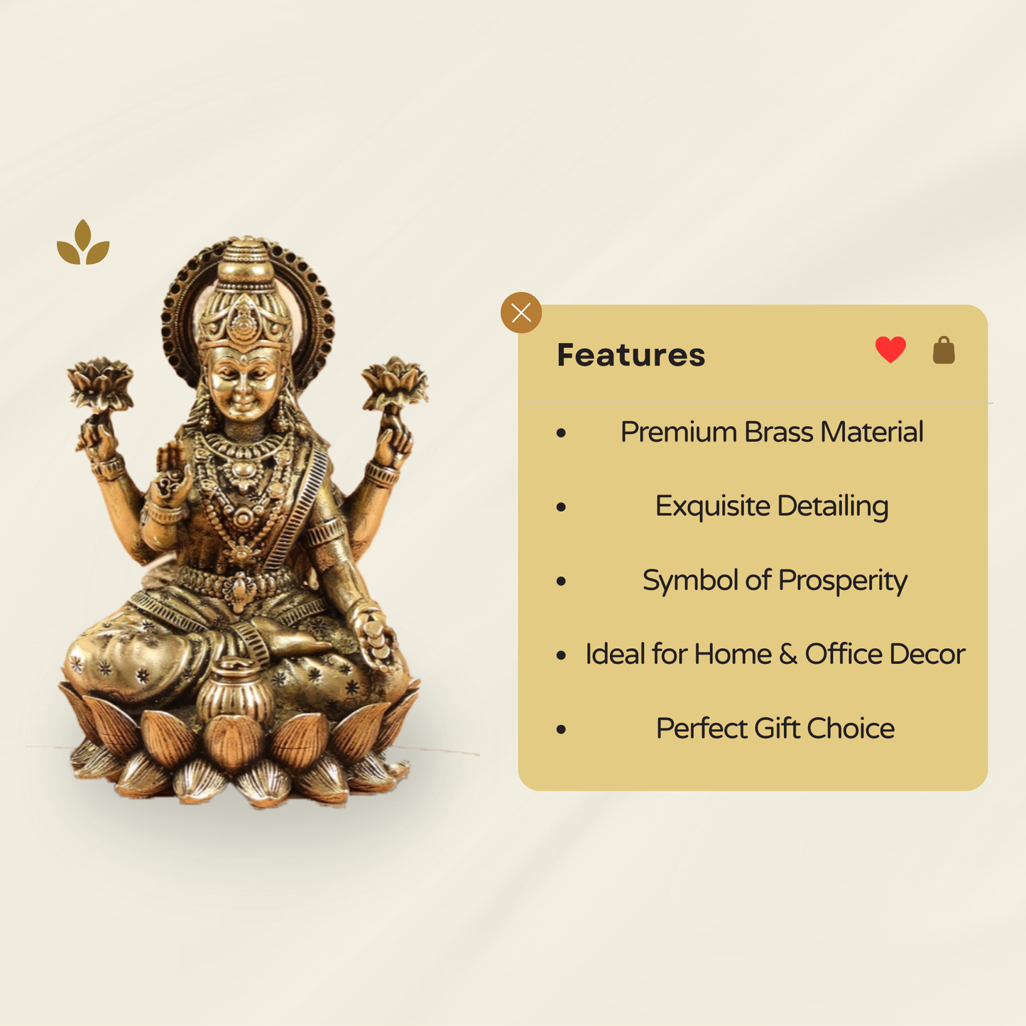 Super Fine Brass Lakshmi Idol