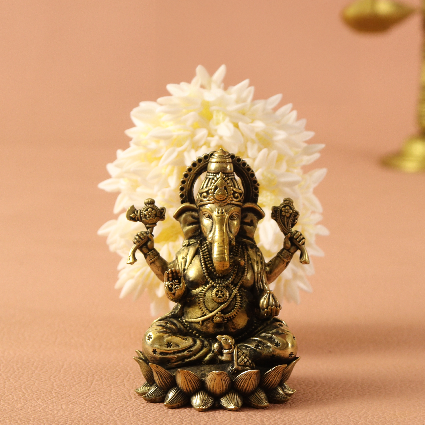 Brasss Lotus Ganesh Statue