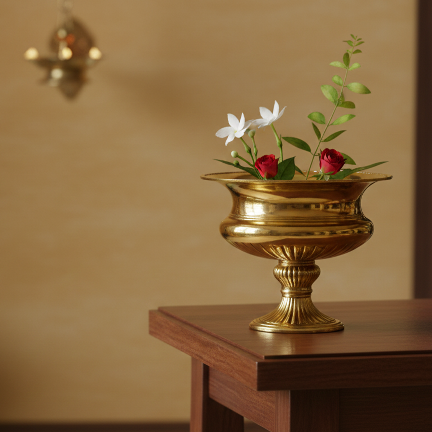 Brass Urli Bowl with Stand Planter for Decoration-Bowl Dana Size7