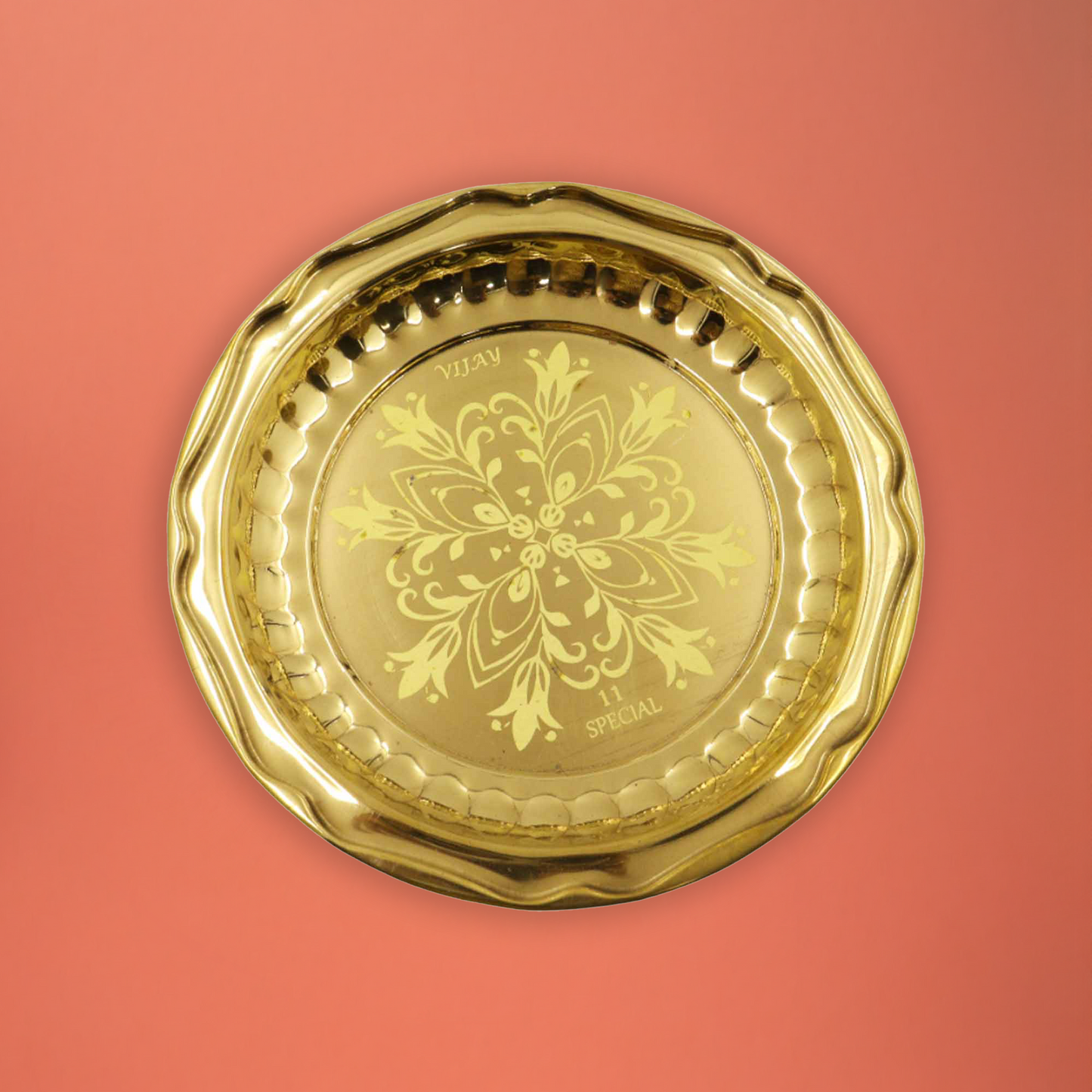 Brass Circle Flower Thali (Laser Thambulam) (Pital Phool Design Thali)