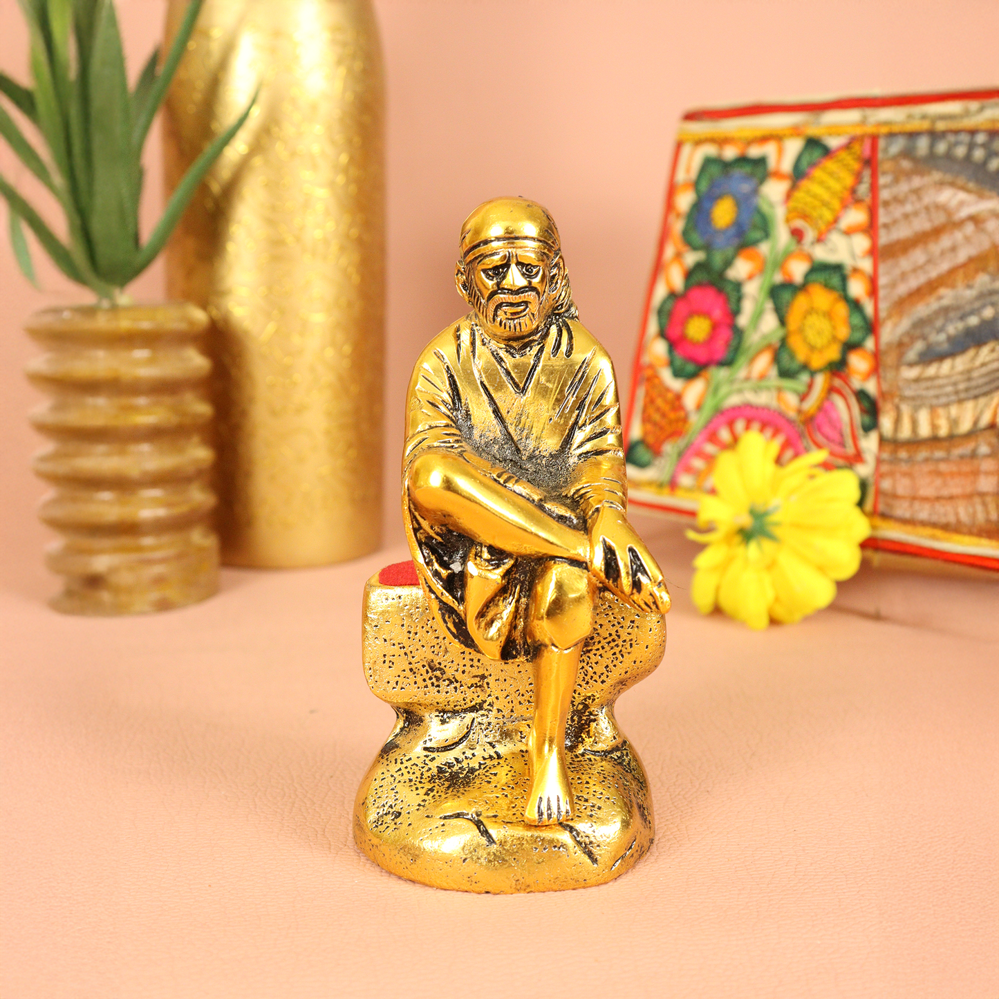 Divine Metal Oxidized Sai Baba Idol for Home Decor