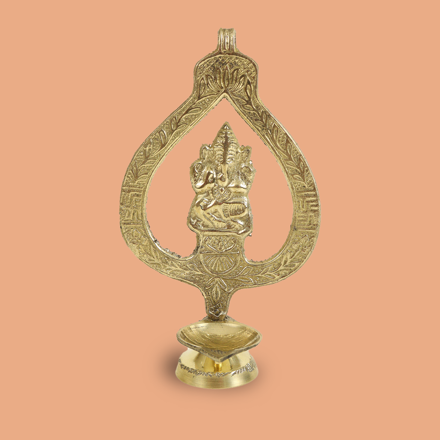 Brass Pan Ganesh Diya (L.W Pan) (Pital Paan Vinayak Deepak)