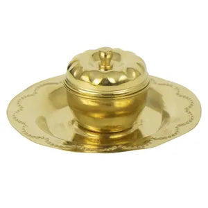 Brass Apple Kumkum Holder with Plate