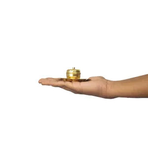 Brass Apple Kumkum Holder with Plate