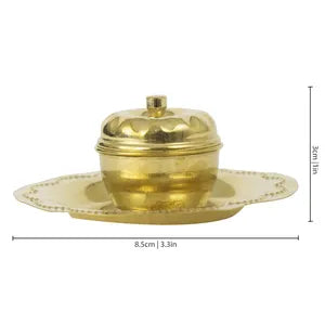 Brass Apple Kumkum Holder with Plate
