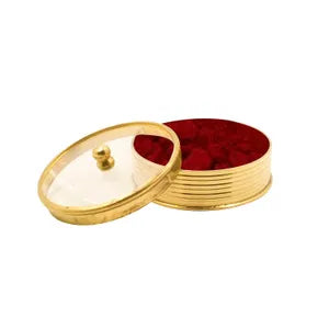 Brass and Acrylic Kumkum Box Transparent Lid