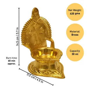 क्रॉस क्रिश्चियन पीतल दीया