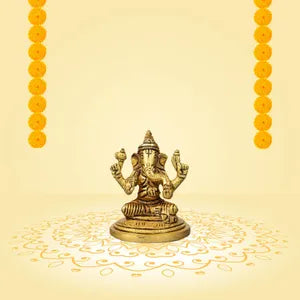 गोल्डन प्रीमियम प्लेटेड गणेश प्रतिमा