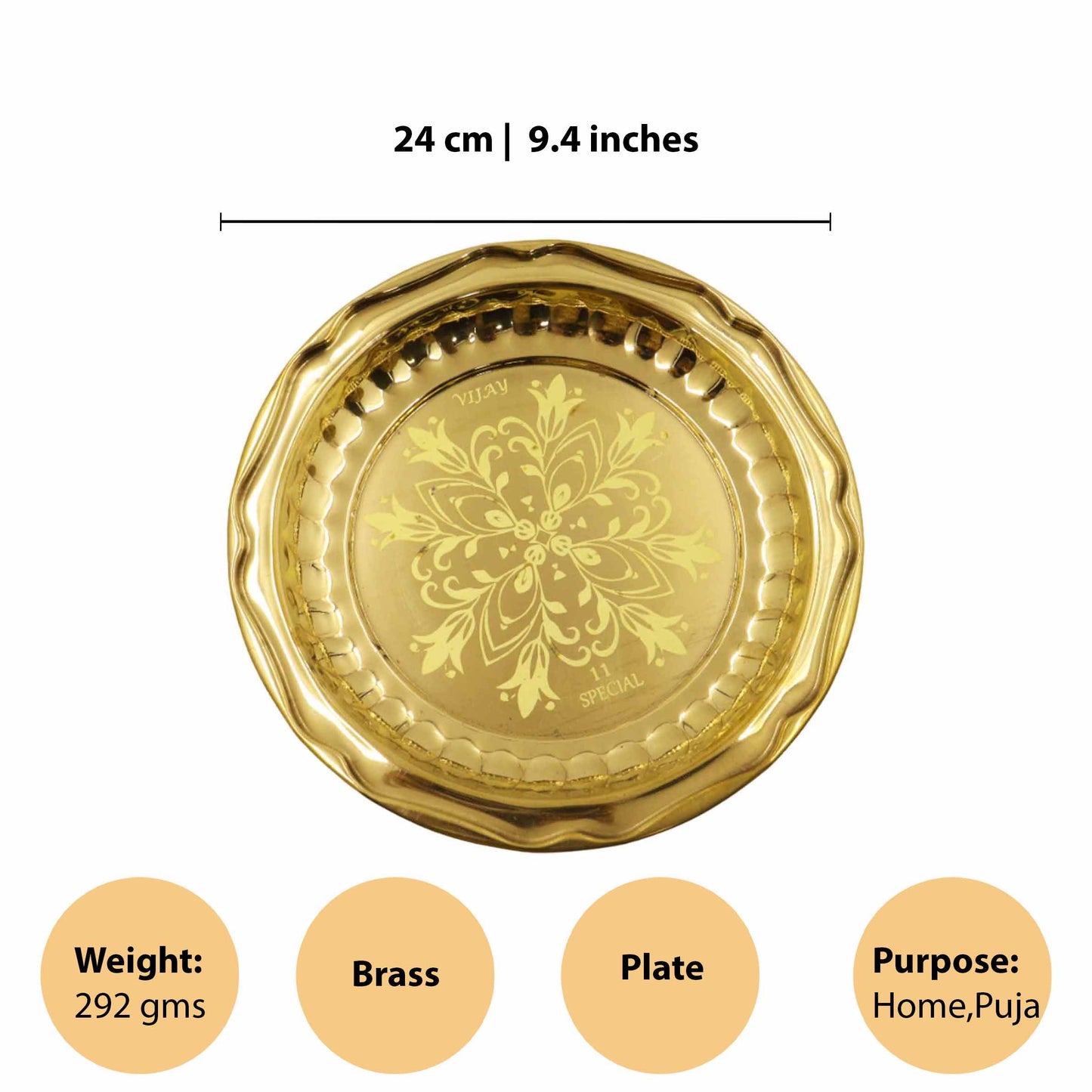 Brass Circle Flower Thali (Laser Thambulam) (Pital Phool Design Thali)