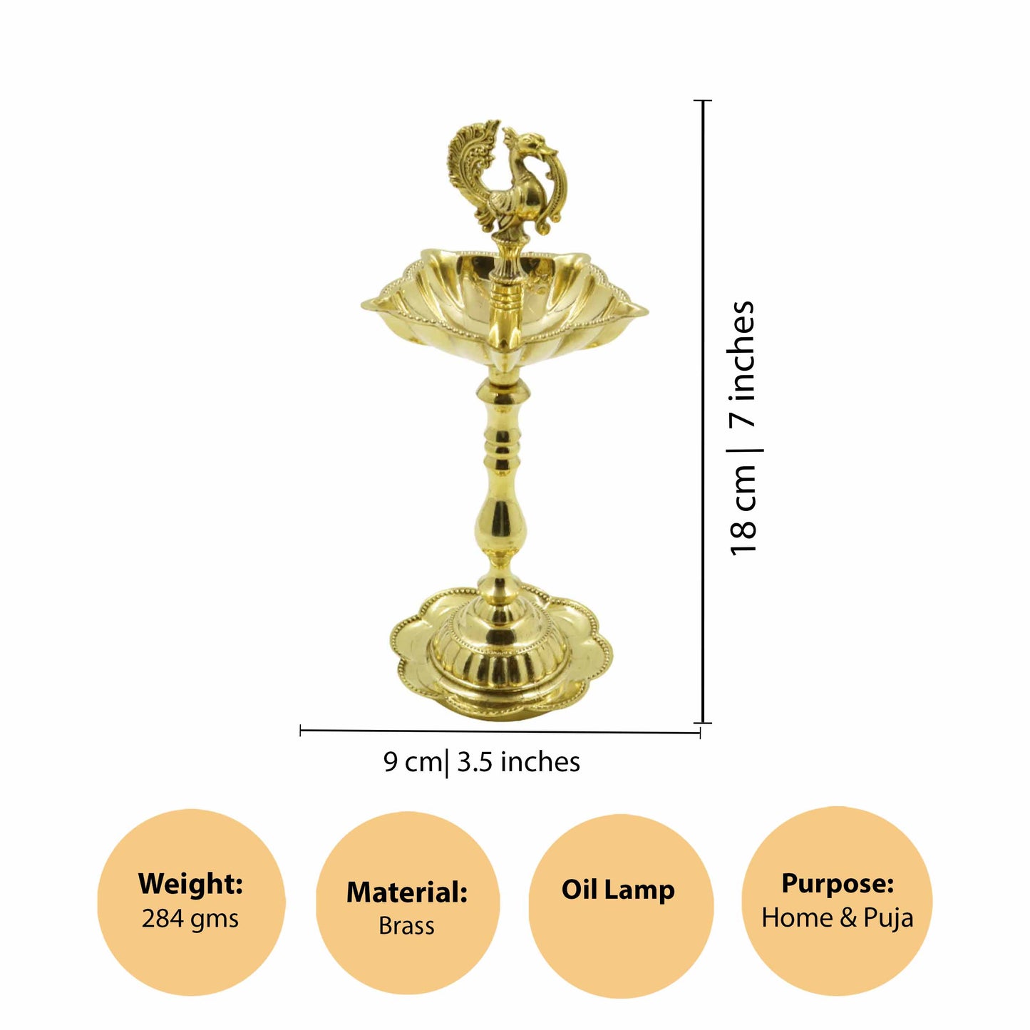 Brass star peacock diya Big(0.285gm)