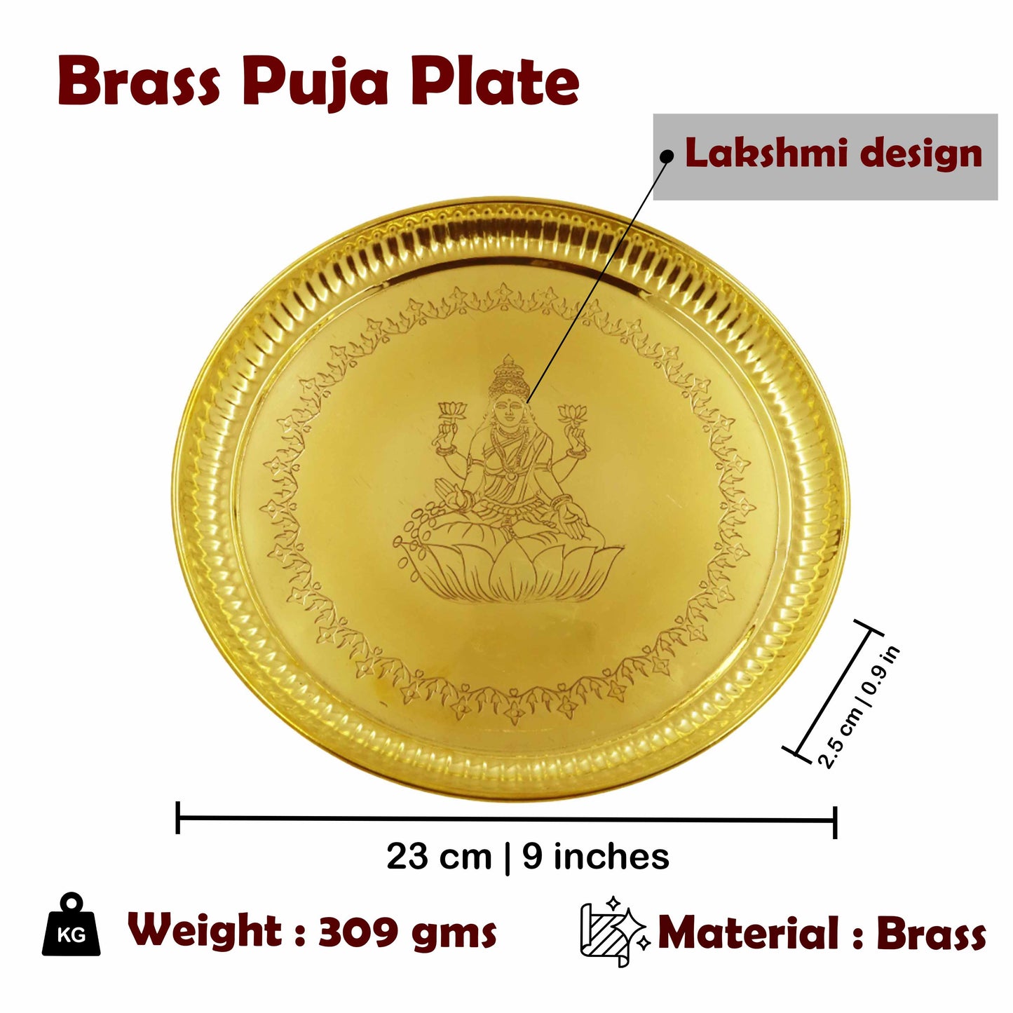 Brass Lakshmi Itching Thali (Pital Devi Nakashi Thali)
