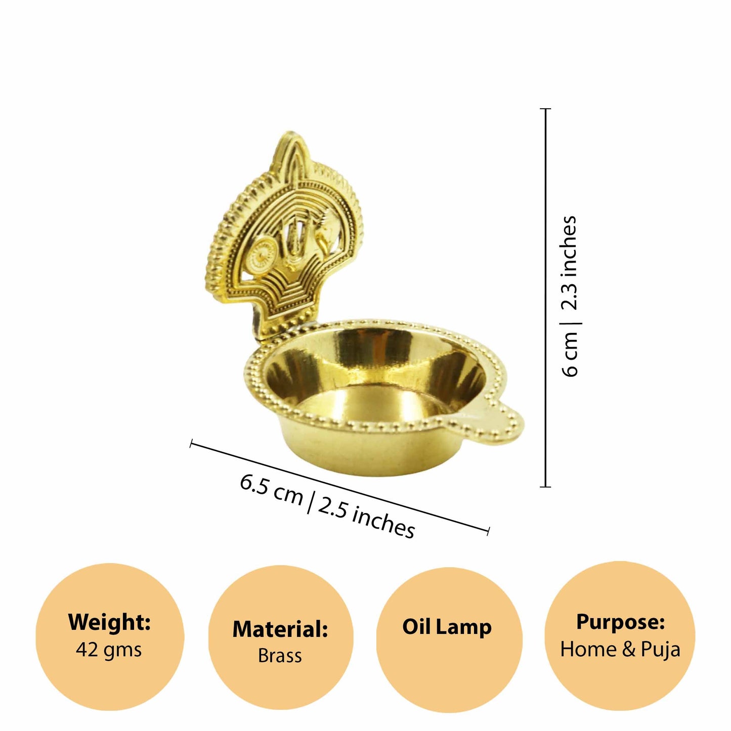Brass Shanku Chakra Deepam Without Stand (Pital Conch Chakra Deepak)