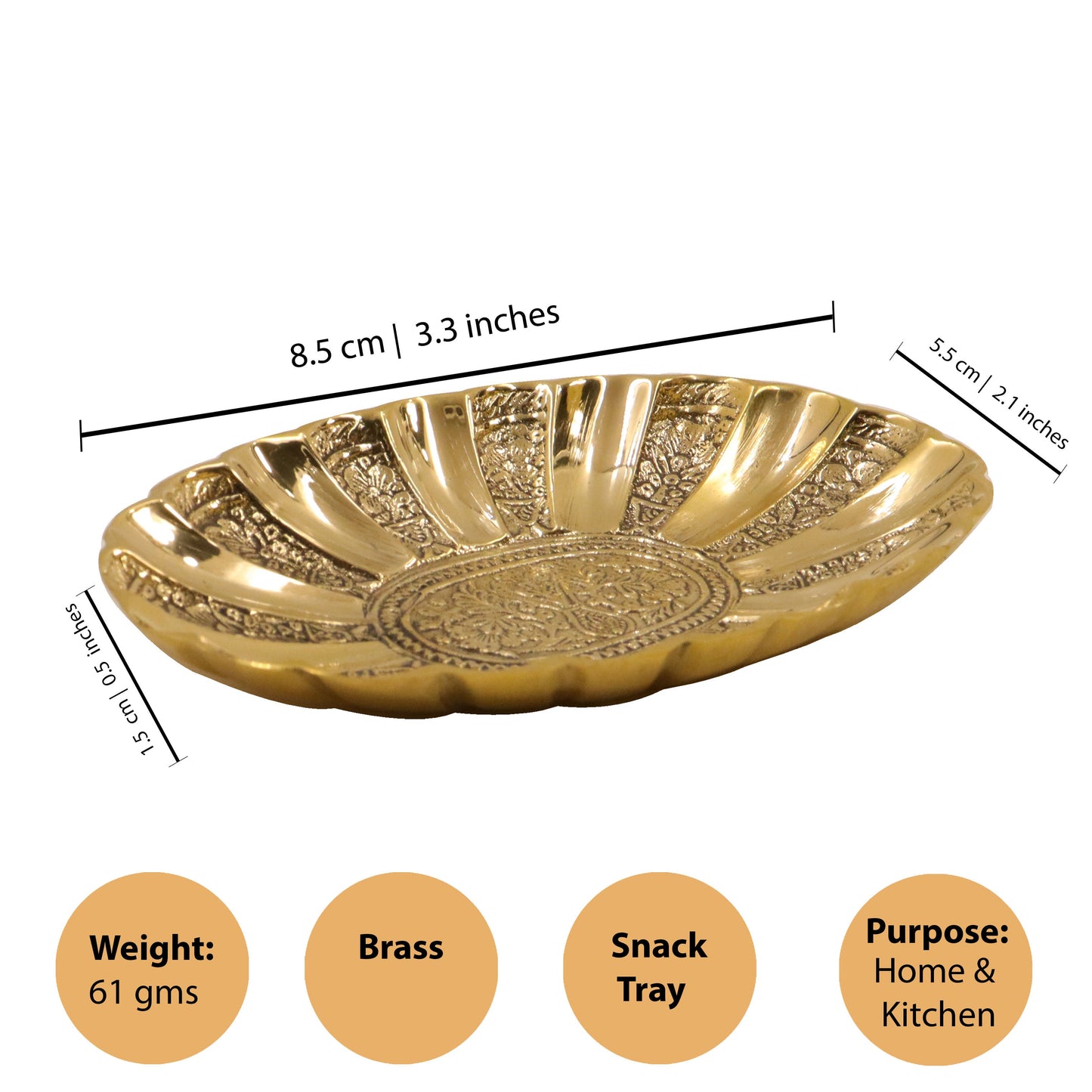 Brass Engraved Oval Tray (Pital Nakashi Oval Plate)