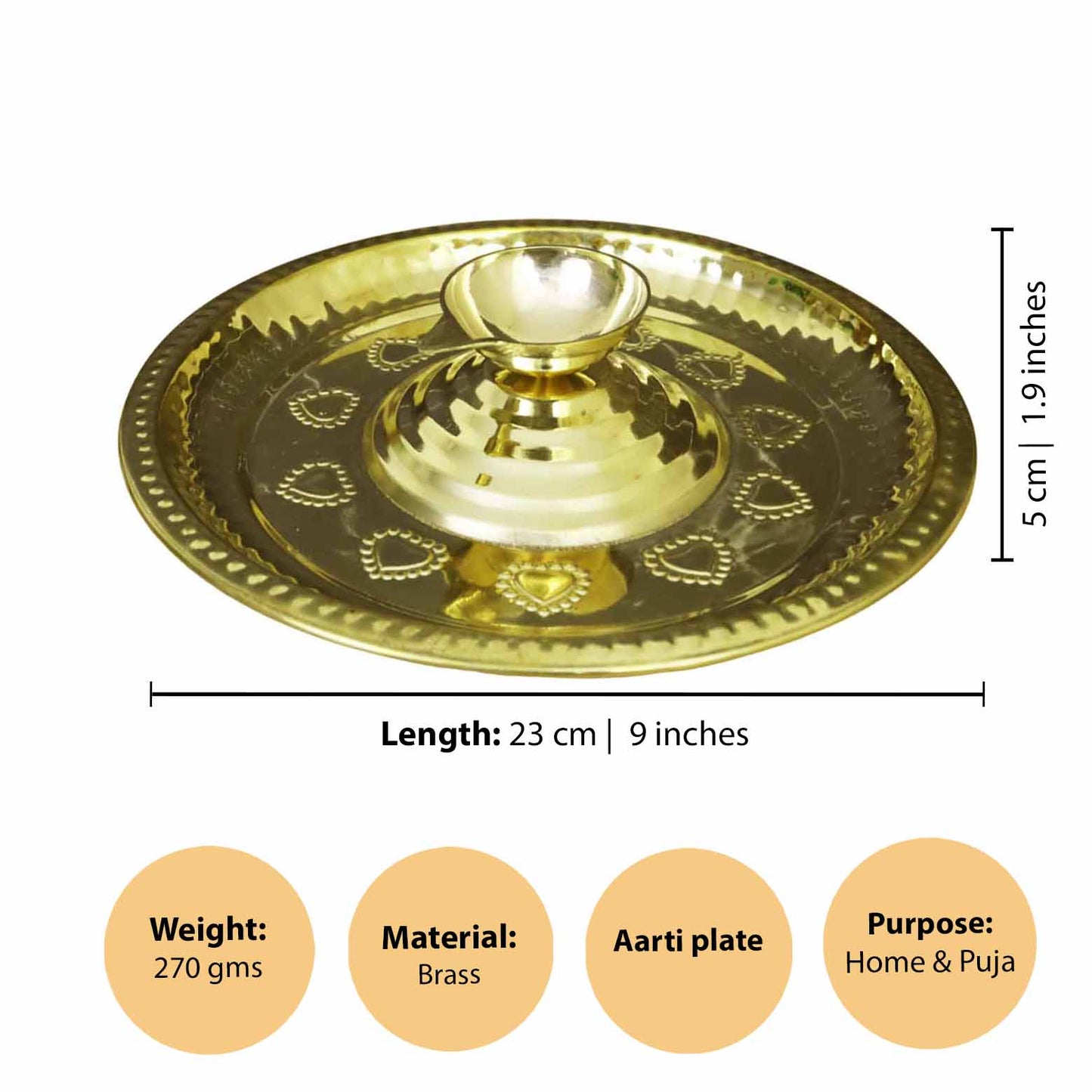 Brass Temple Diya - Size 10 (Pital Mandir Deepak)