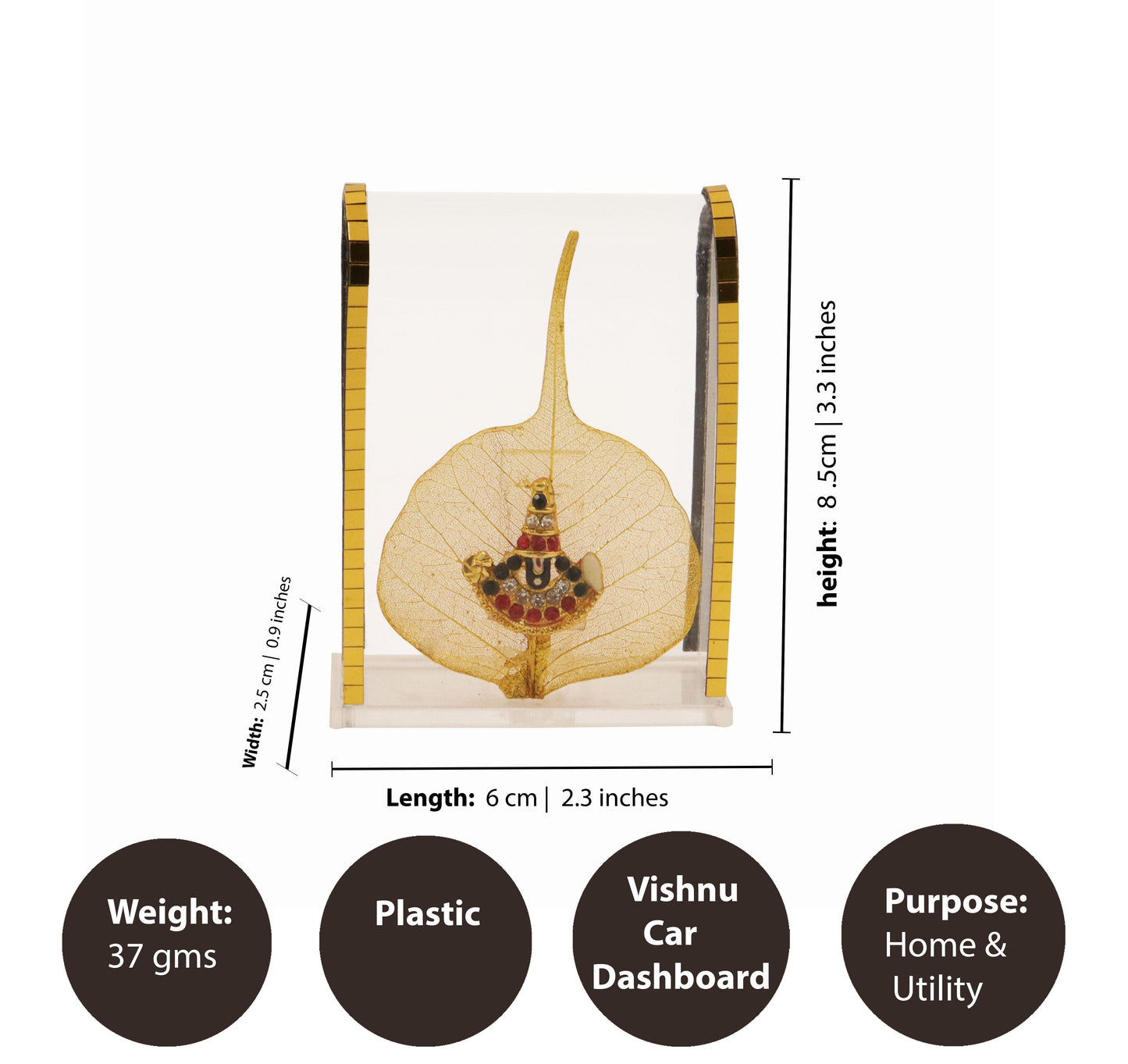 Acrylic Leaf Perumal Murti - Small (Acrylic Patta Vishnu Murti Chota)
