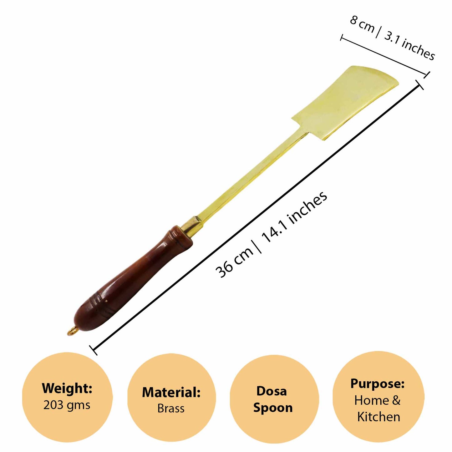 Brass Cutlary Wooden Handle-Dosai Karandi
