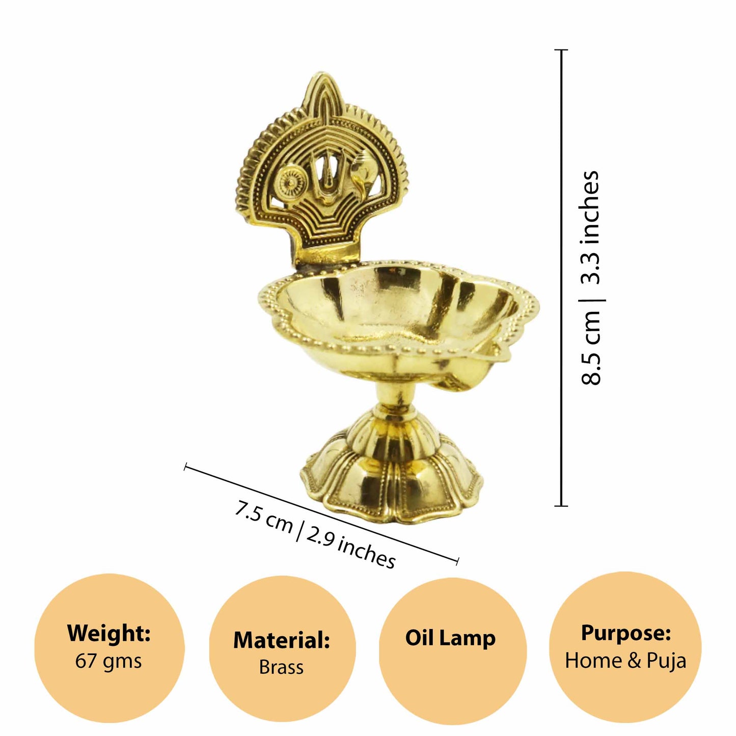 Brass Shangu Chakra Deepam With Stand (Pital Conch Chakra Deepak Stand)