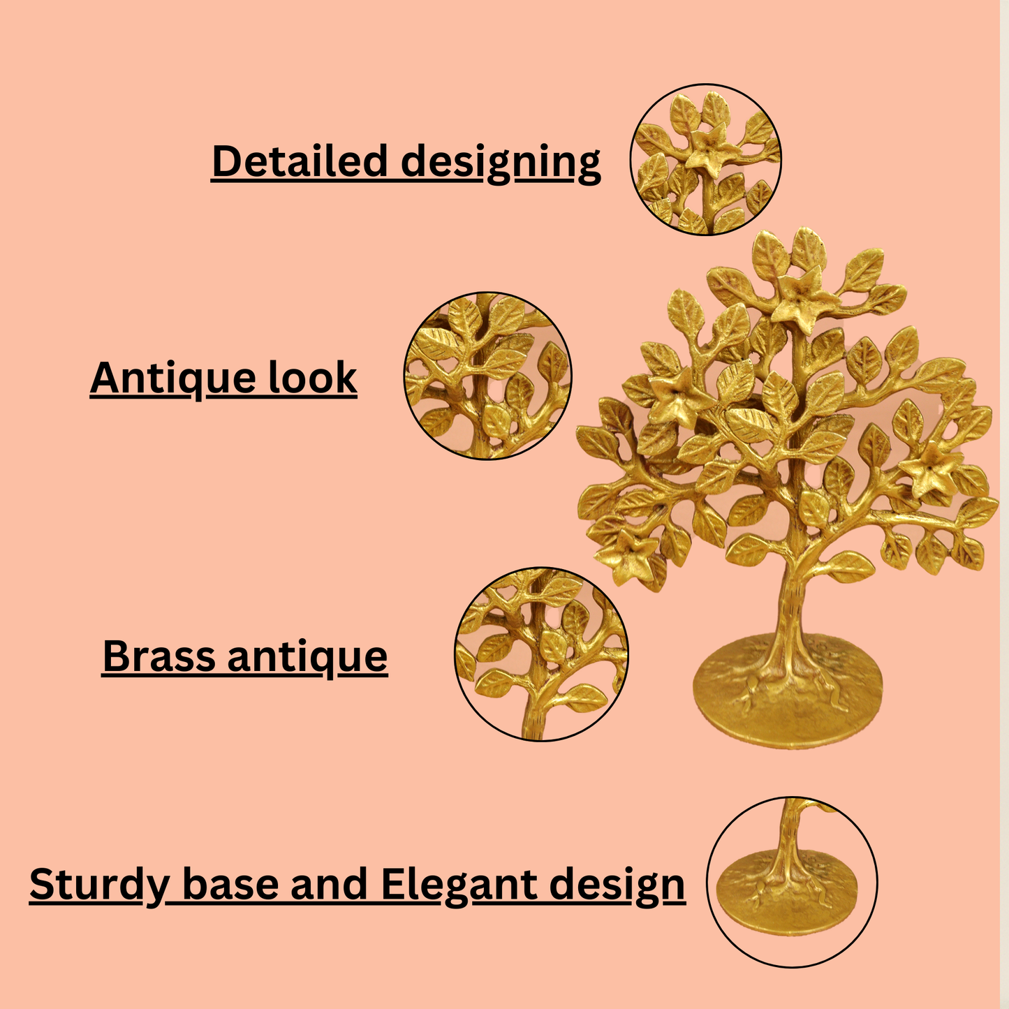 Brass Kalpvriksha Tree/ Karparga Viruksham Tree with flower