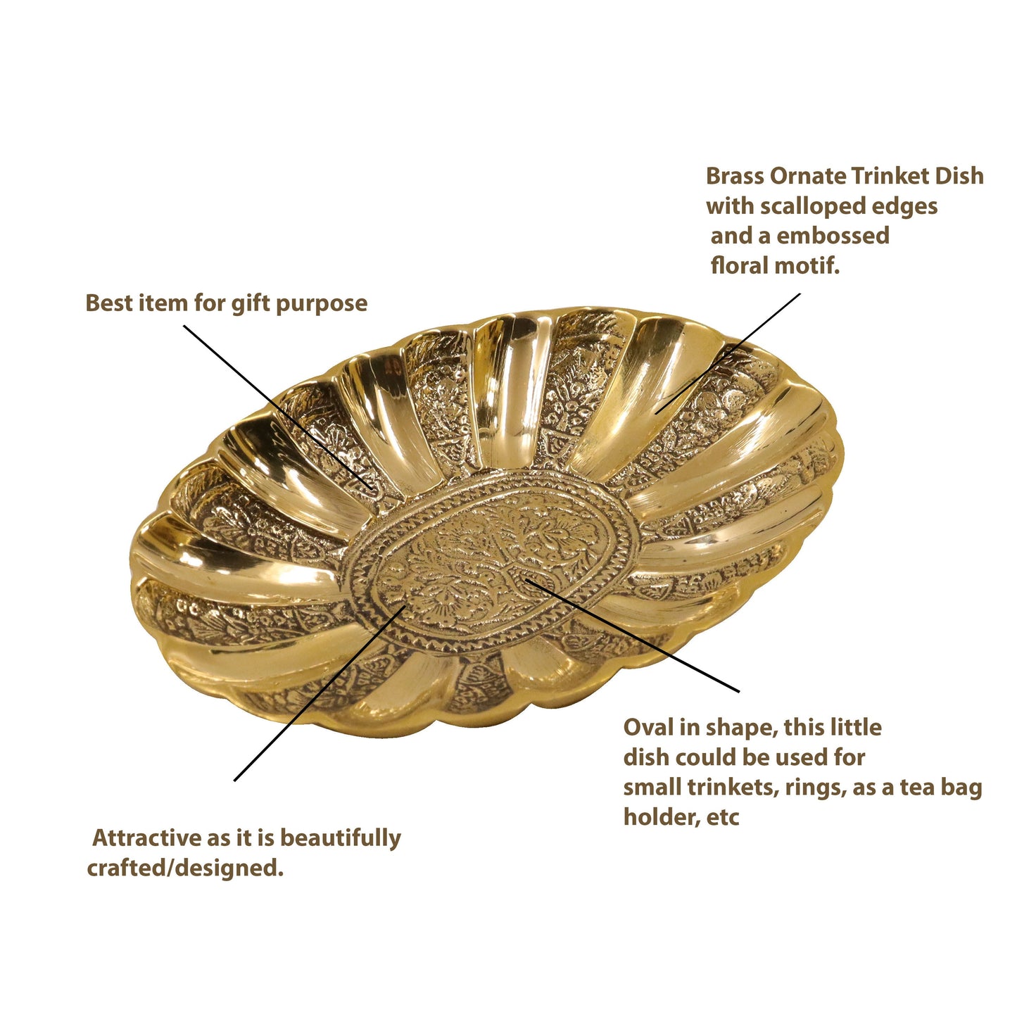 Brass Engraved Oval Tray (Pital Nakashi Oval Plate)