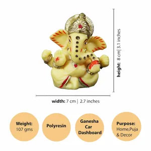 Medium Crown Ganesh Dashboard Idol