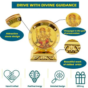Round Ganesha Car Dashboard Idol