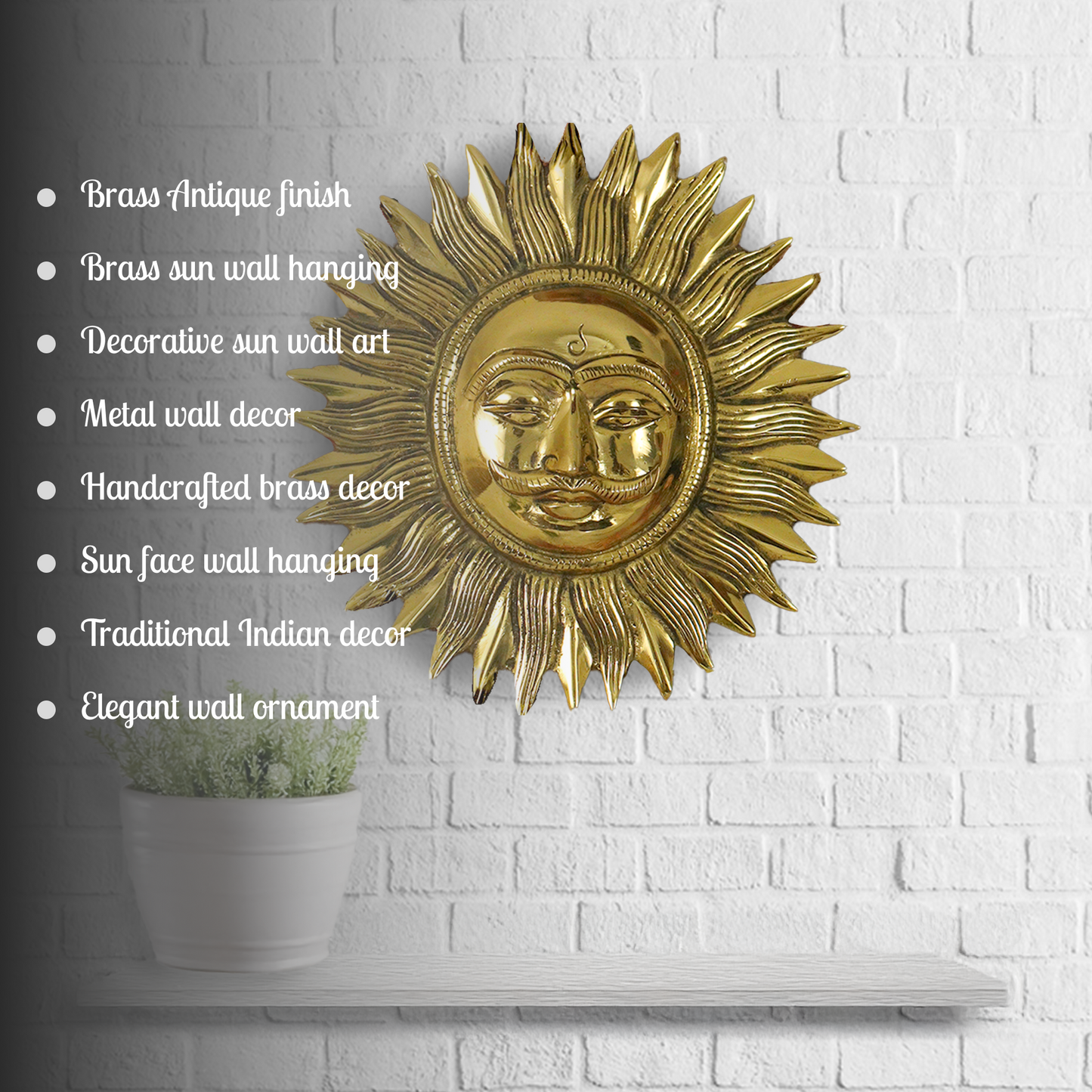 Brass Sun Face Wall Hanging