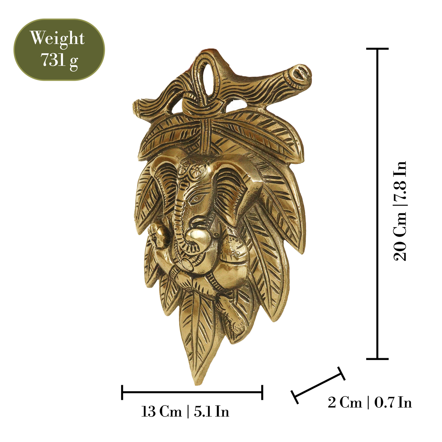 Brass Wall Hanging Ganesh Leaf