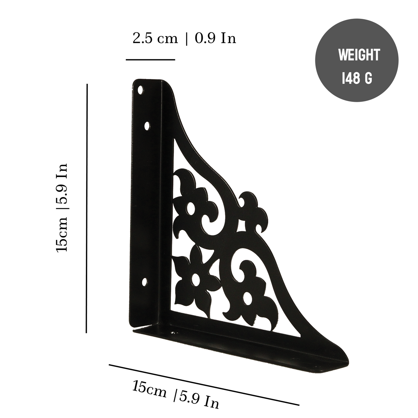 Wooden Pooja Shelf - Triple Floral (Lakdi Puja Shelf Teen Phool)