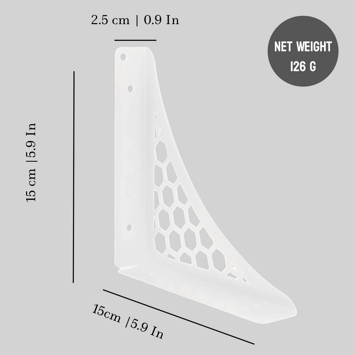 Wooden Pooja Shelf-Hexagon White (Lakdi Puja Shelf Safed)