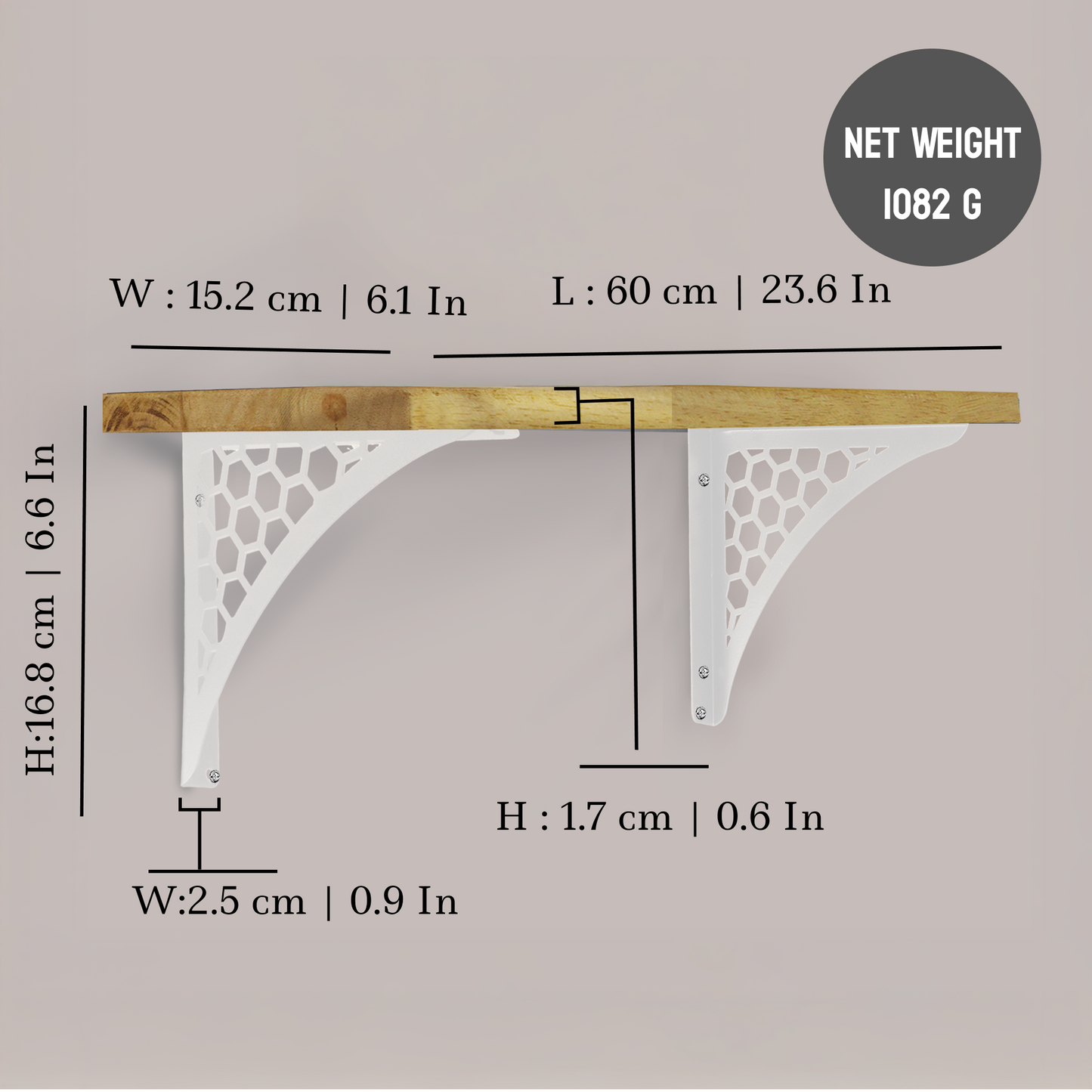 Wooden Pooja Shelf-Hexagon White (Lakdi Puja Shelf Safed)