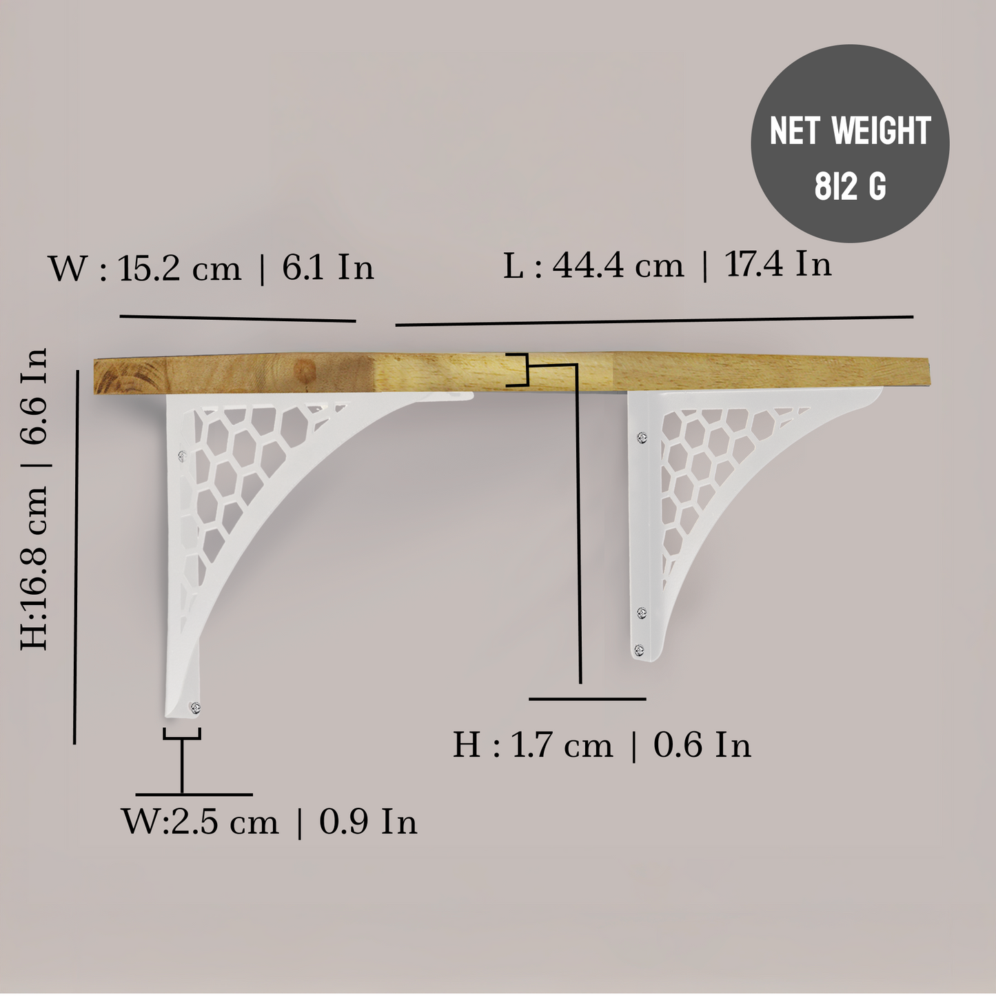 Wooden Pooja Shelf-Hexagon White (Lakdi Puja Shelf Safed)