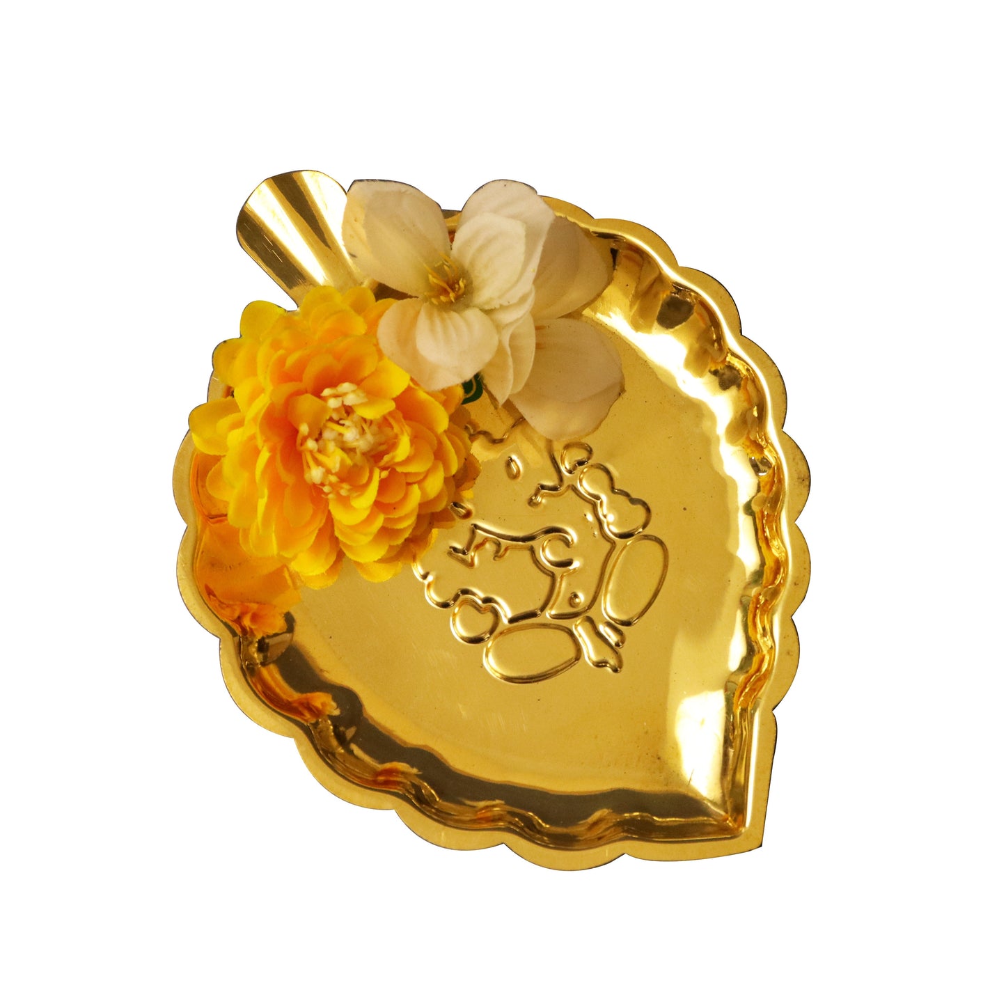 Brass Ganesha Leaf Thali (Pital Vinayak Patta Thali)