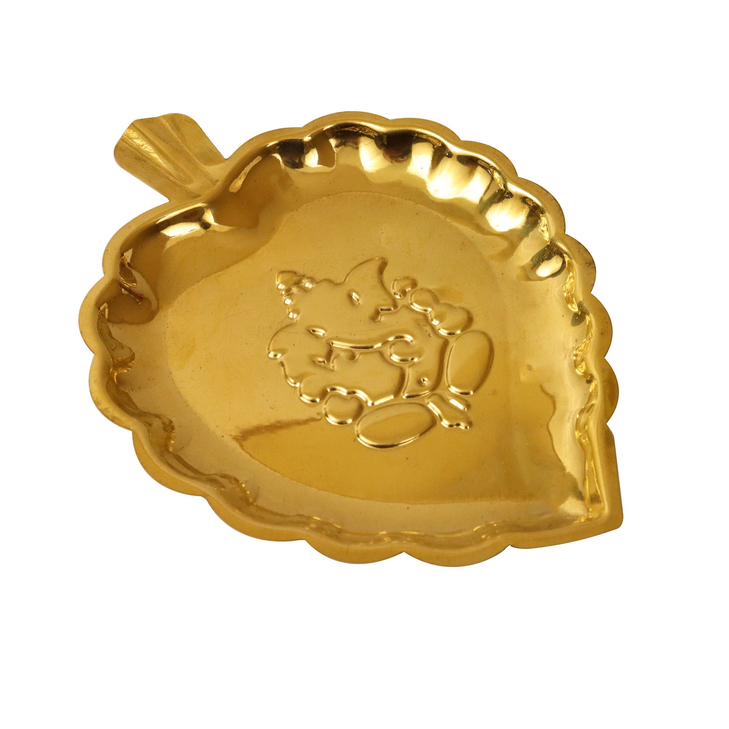 Brass Ganesha Leaf Thali (Pital Vinayak Patta Thali)