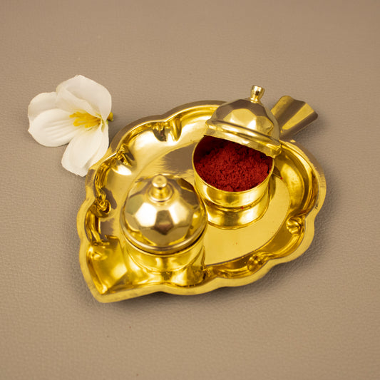 पीतल हल्दी 2 पत्ती थाली