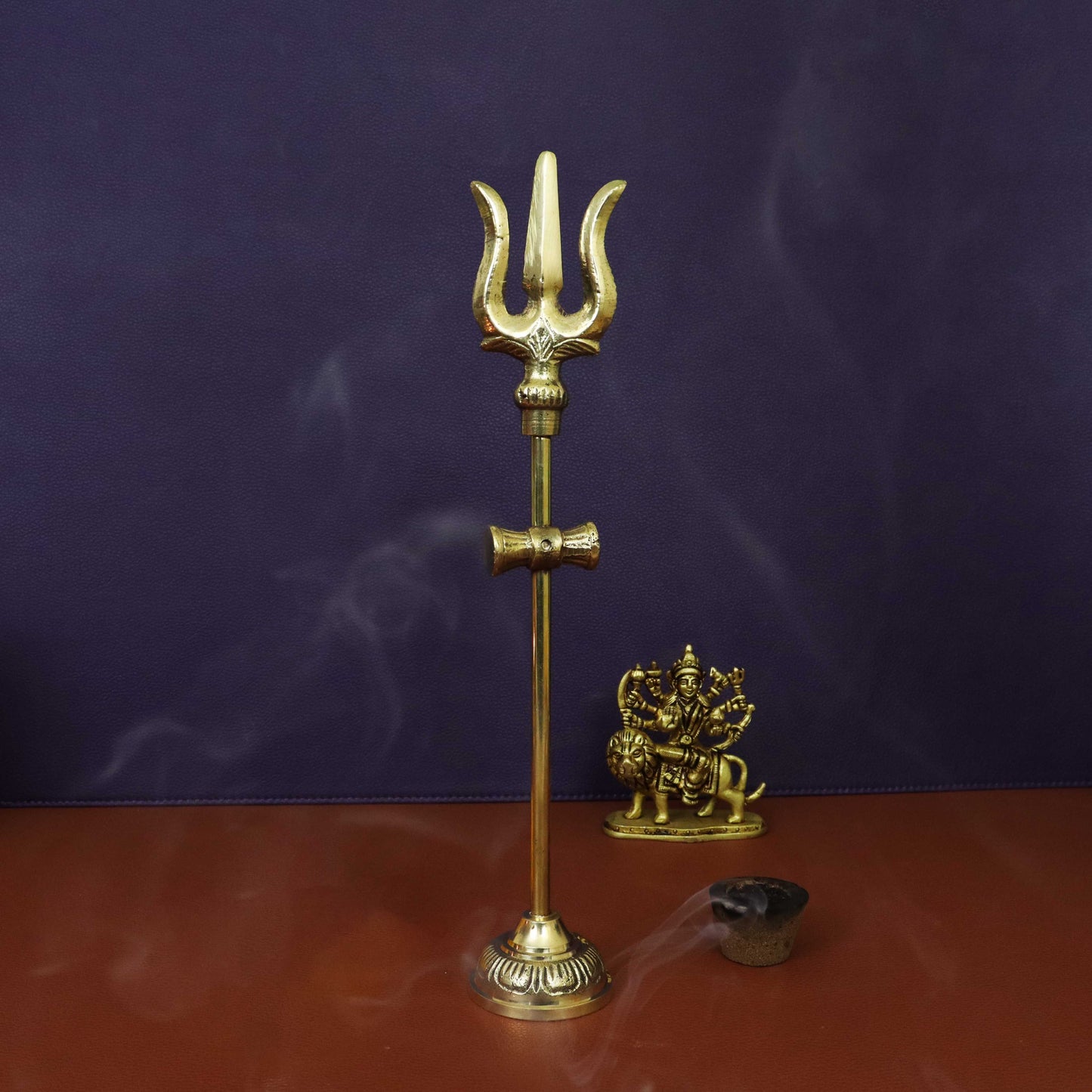 Brass Shiva Trishul with Damru (Pital Mahadev Trishul Damaru)