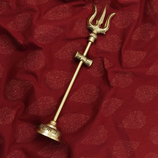 Brass Shiva Trishul with Damru (Pital Mahadev Trishul Damaru)
