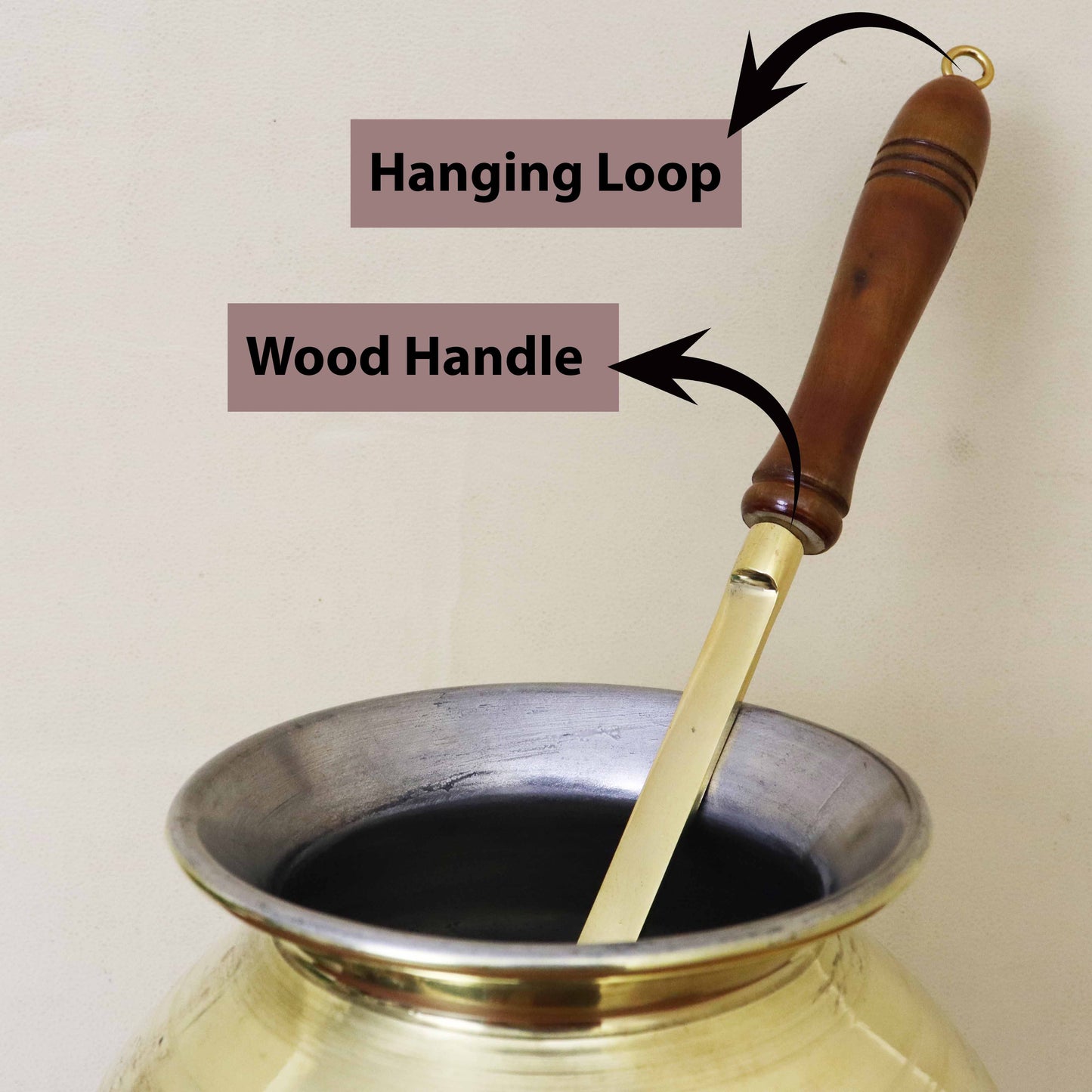 Brass Cutlary Wooden Handle-Round Karandi