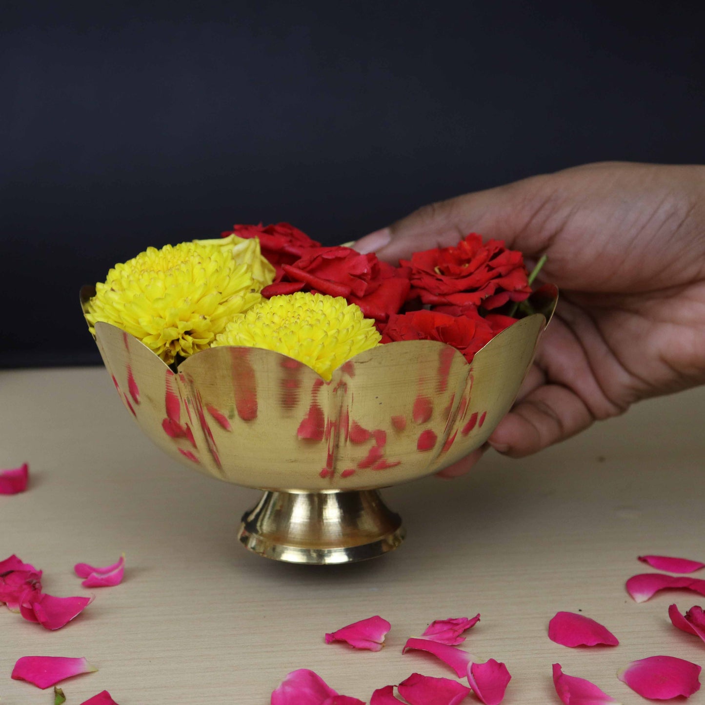 Brass Decorative Kamal Fruit Bowl