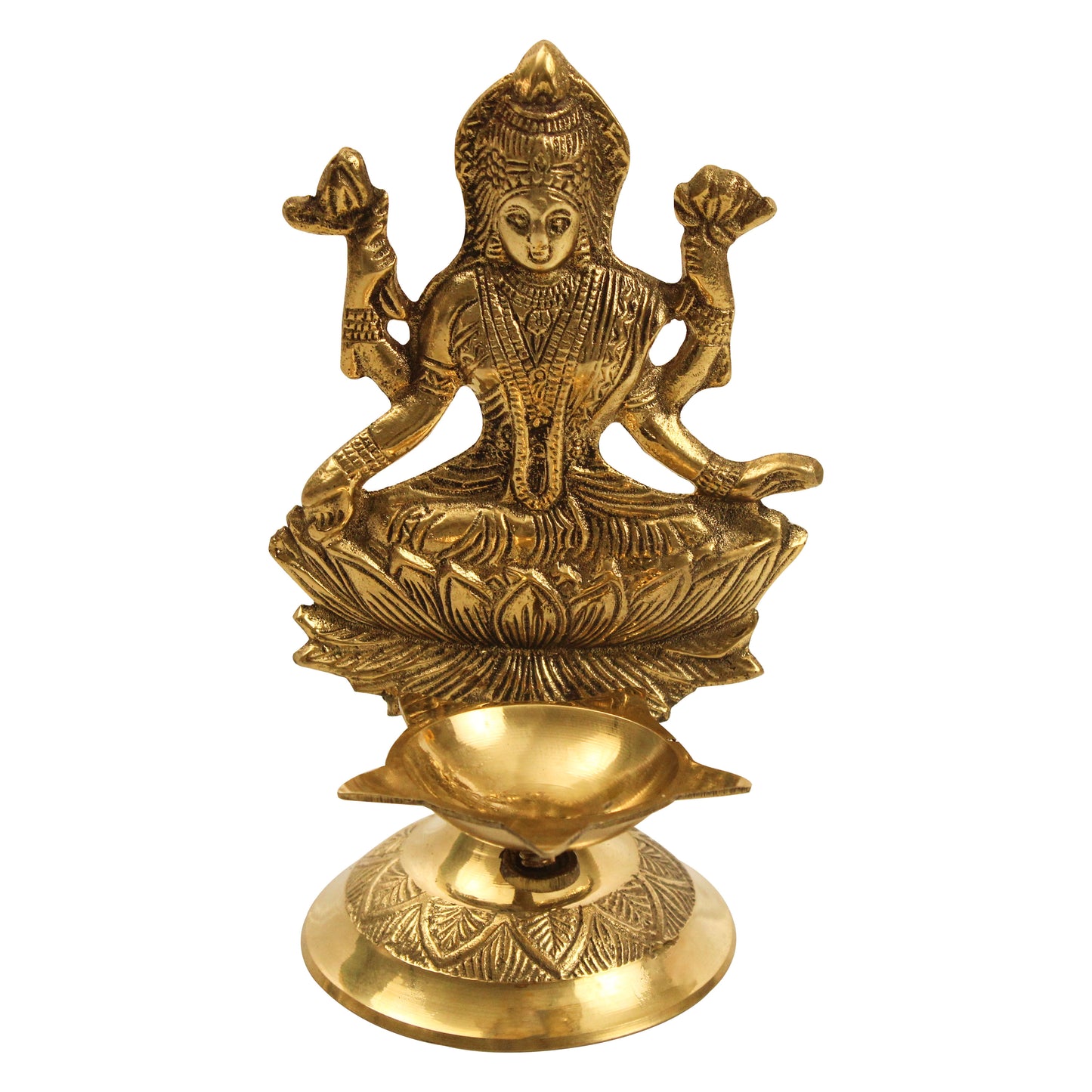 Brass Laxmi Statue Diya (Pital Lakshmi Murti Deepak)