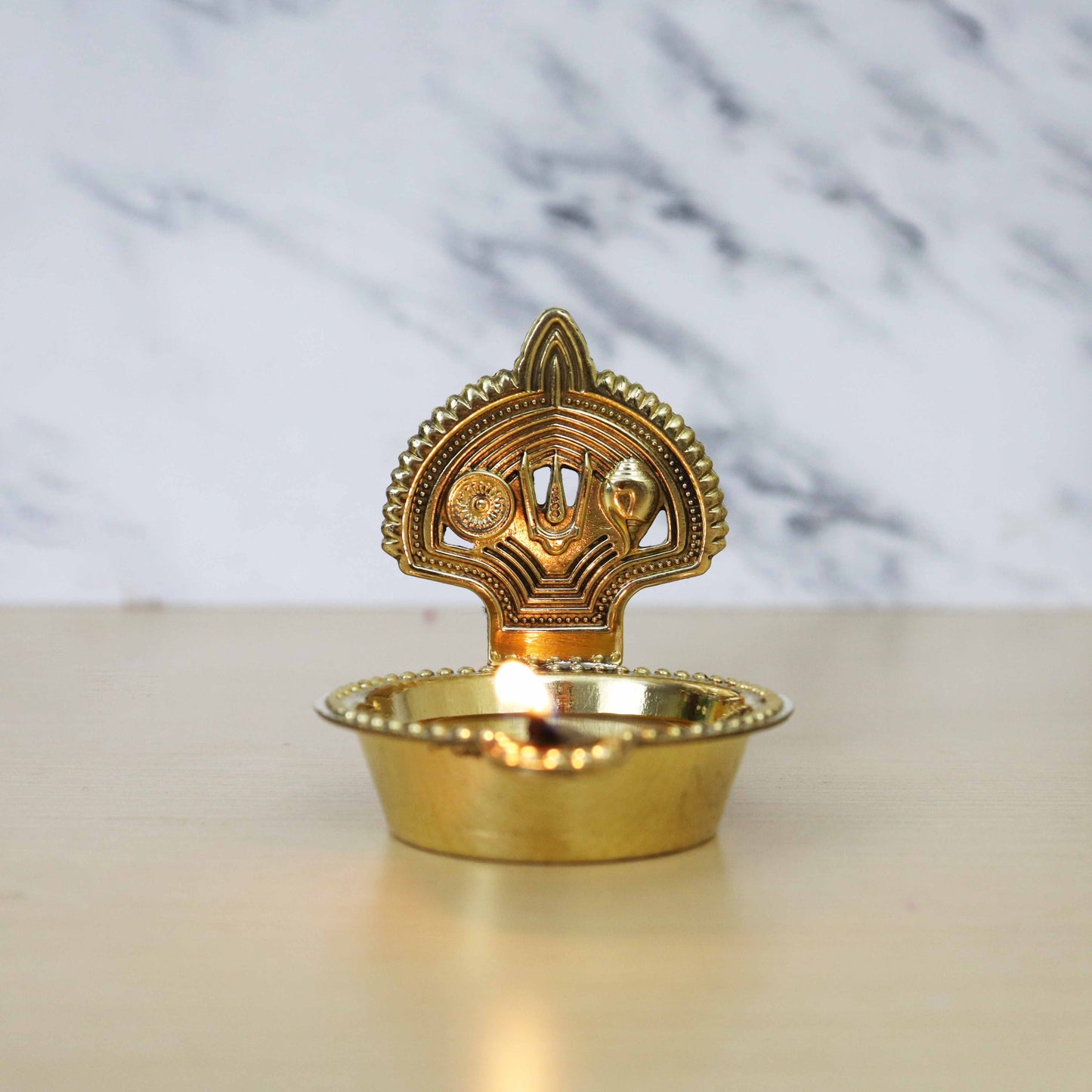 Brass Shanku Chakra Deepam Without Stand (Pital Conch Chakra Deepak)
