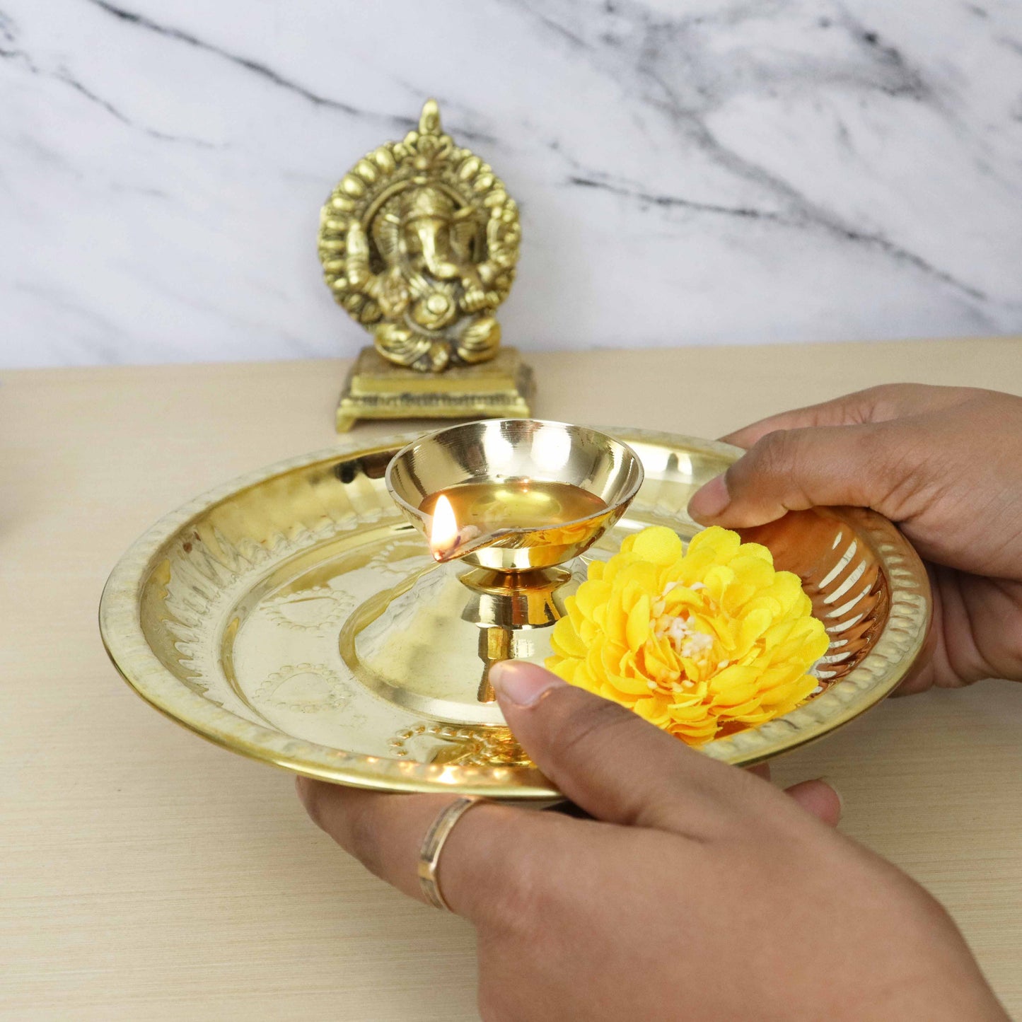 Brass Temple Diya - Size 8 (Pital Mandir Deepak)