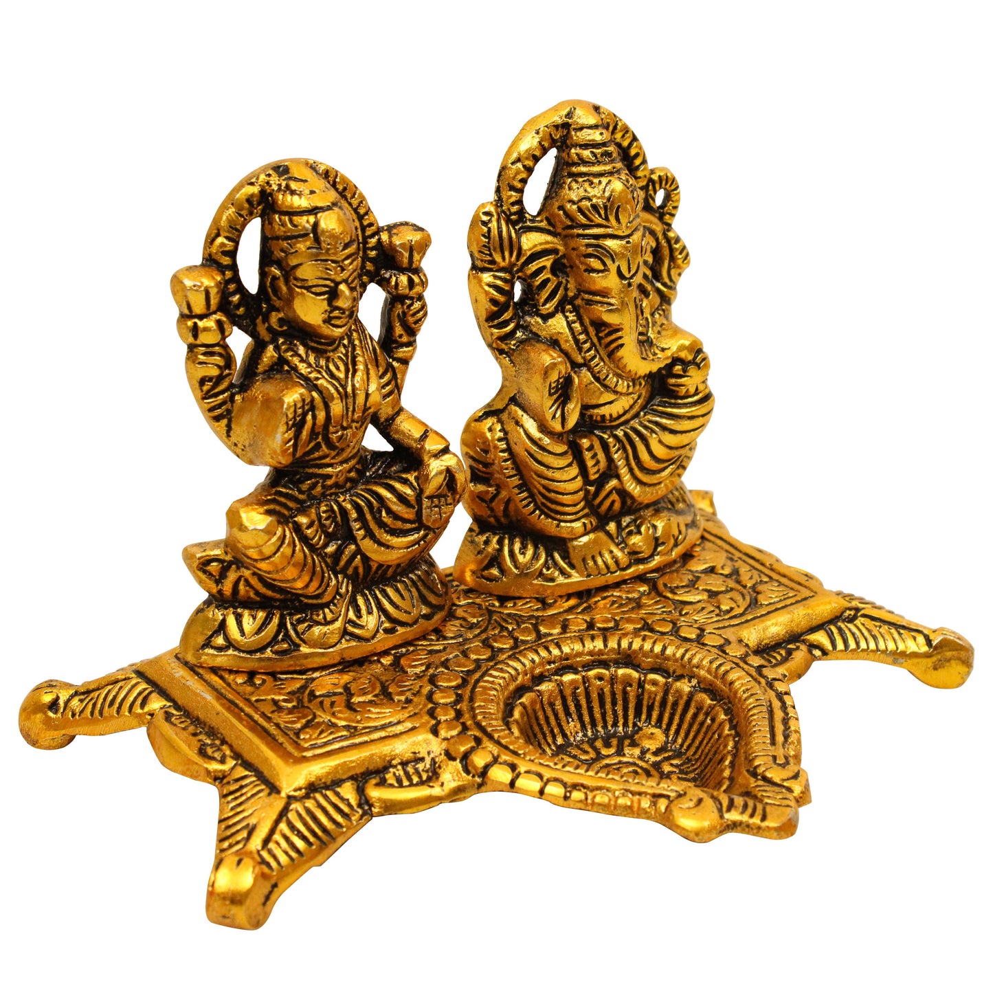 Oxidised Lakshmi Ganesh Diya (Pital Laxmi Vinayak Deepak)