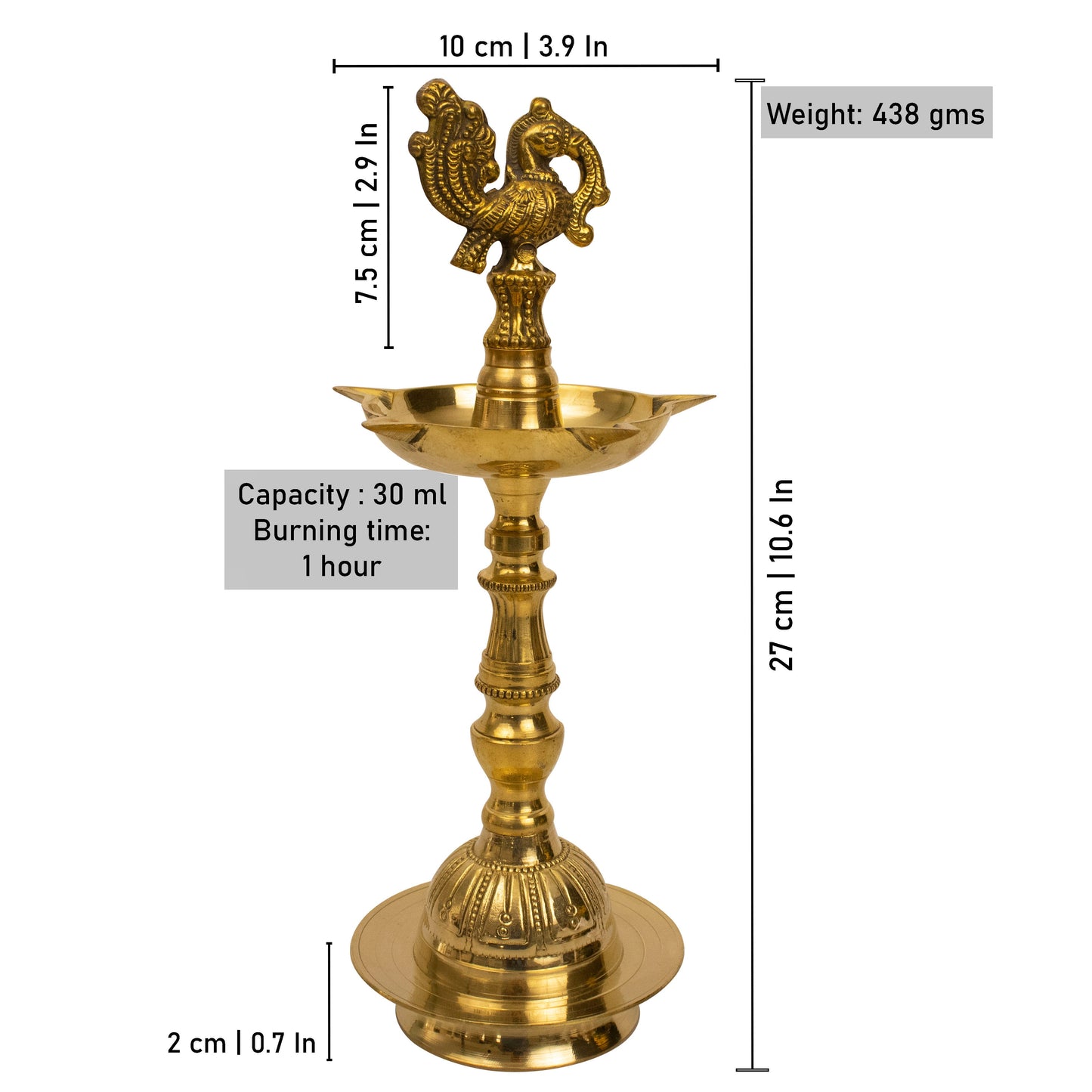 Brass KV Annam - Medium (Pital KV Anna Deepak)