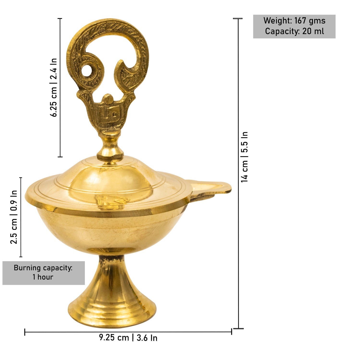 Brass Om Closed Diya (Pital Aum Band Deepak)