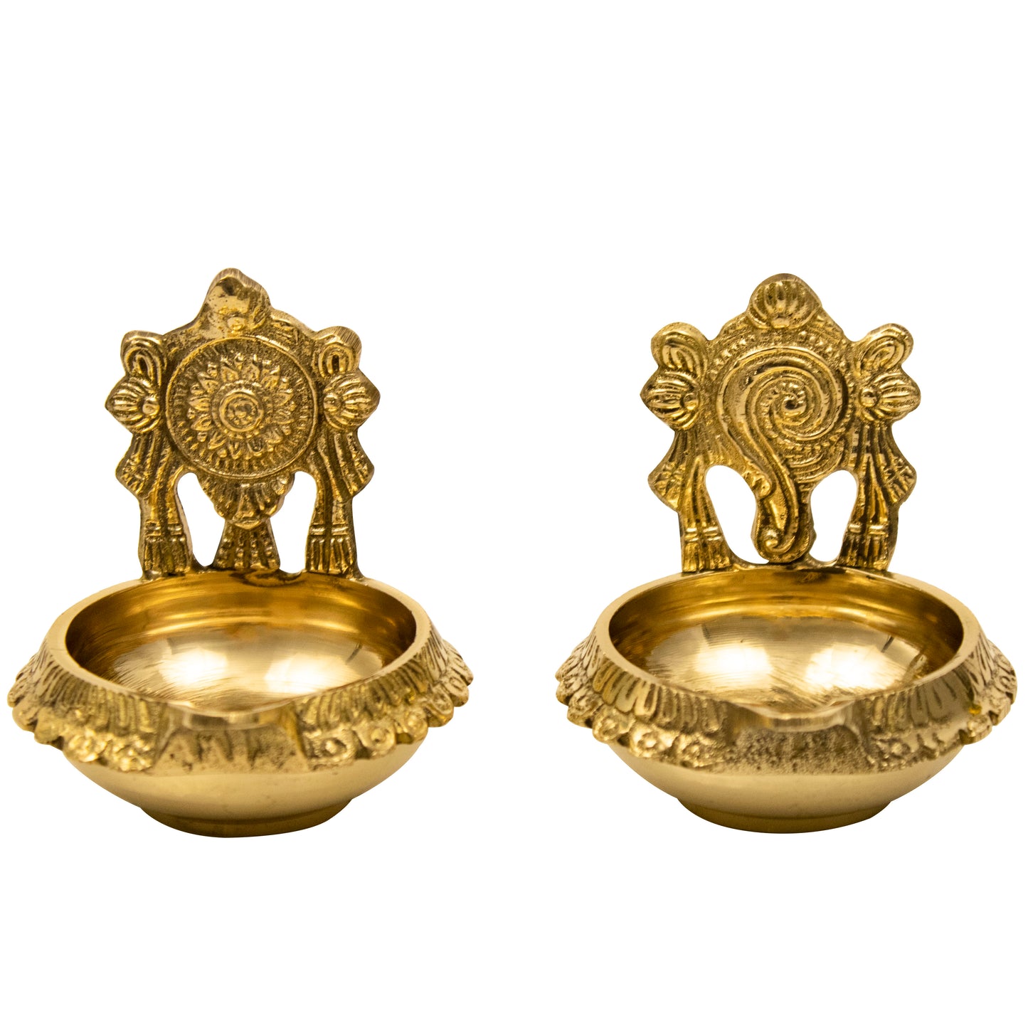 Brass Shanku Chakra Kuber Diya Set (Pital Conch Chakra Dhanpati Set)