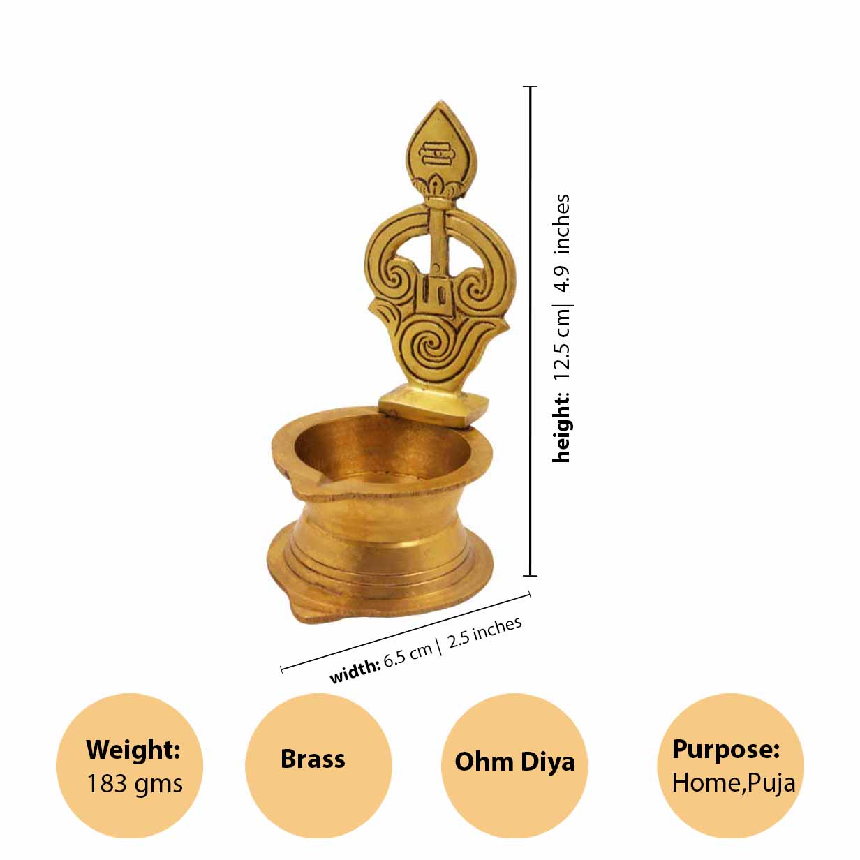 Antique Om Vel Diya- Weight:185g Height:5inch